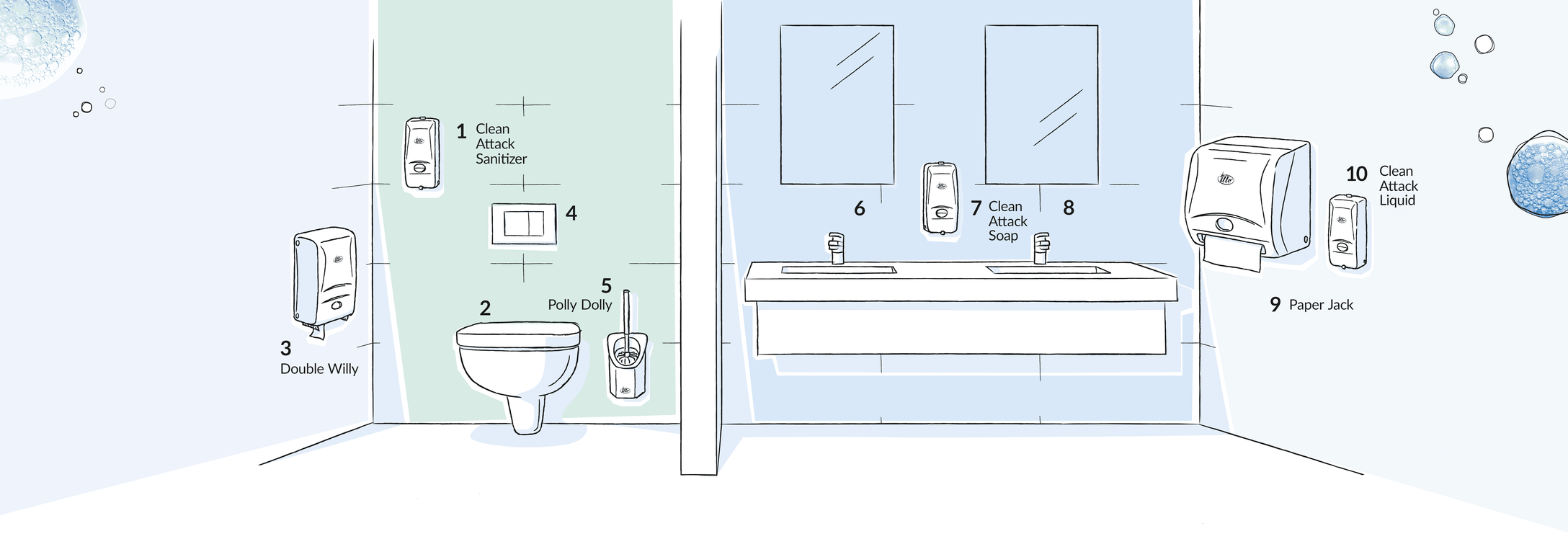 Zeichnung eines Toilettenraums