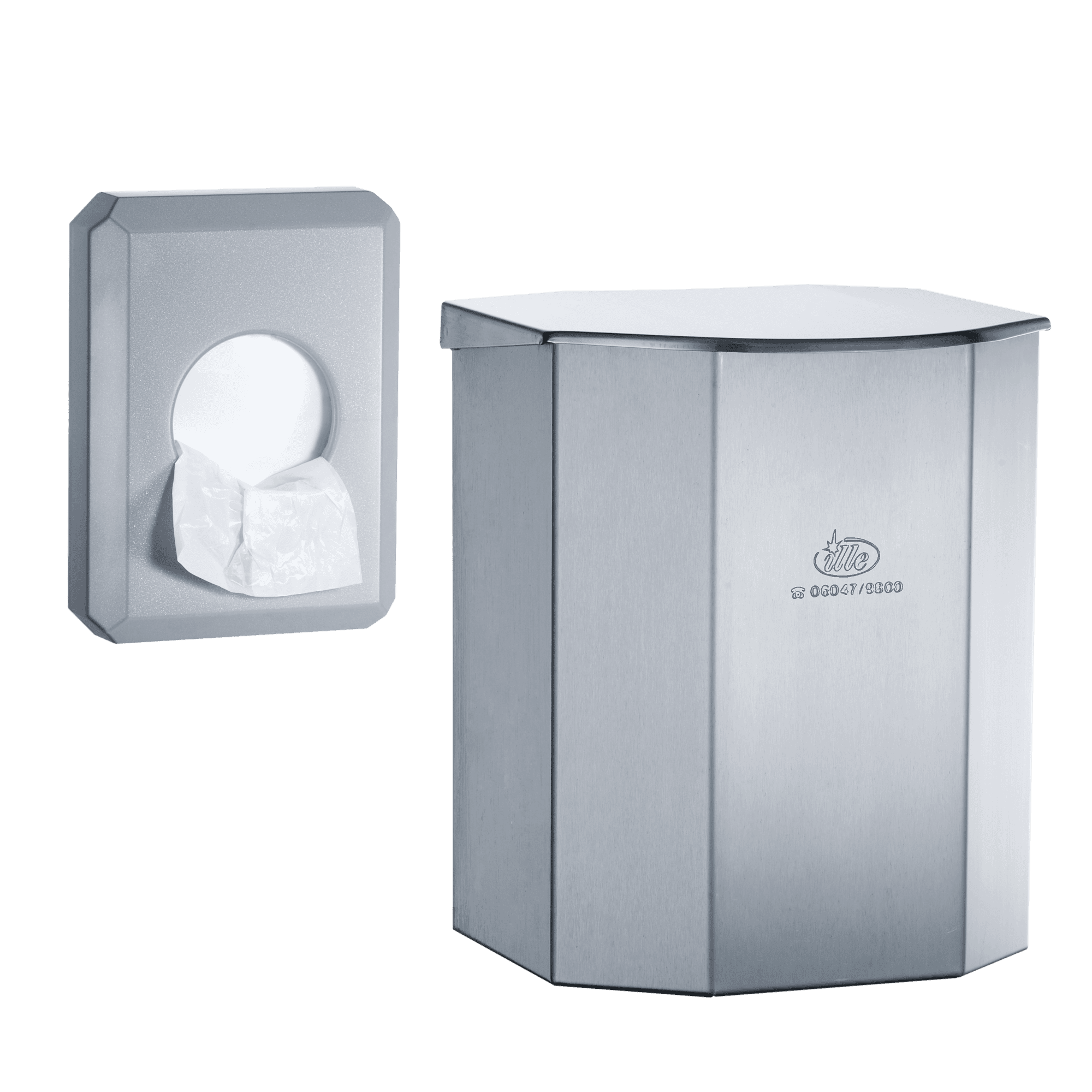 Secret Service dispenser & waste bin in stainless steel look