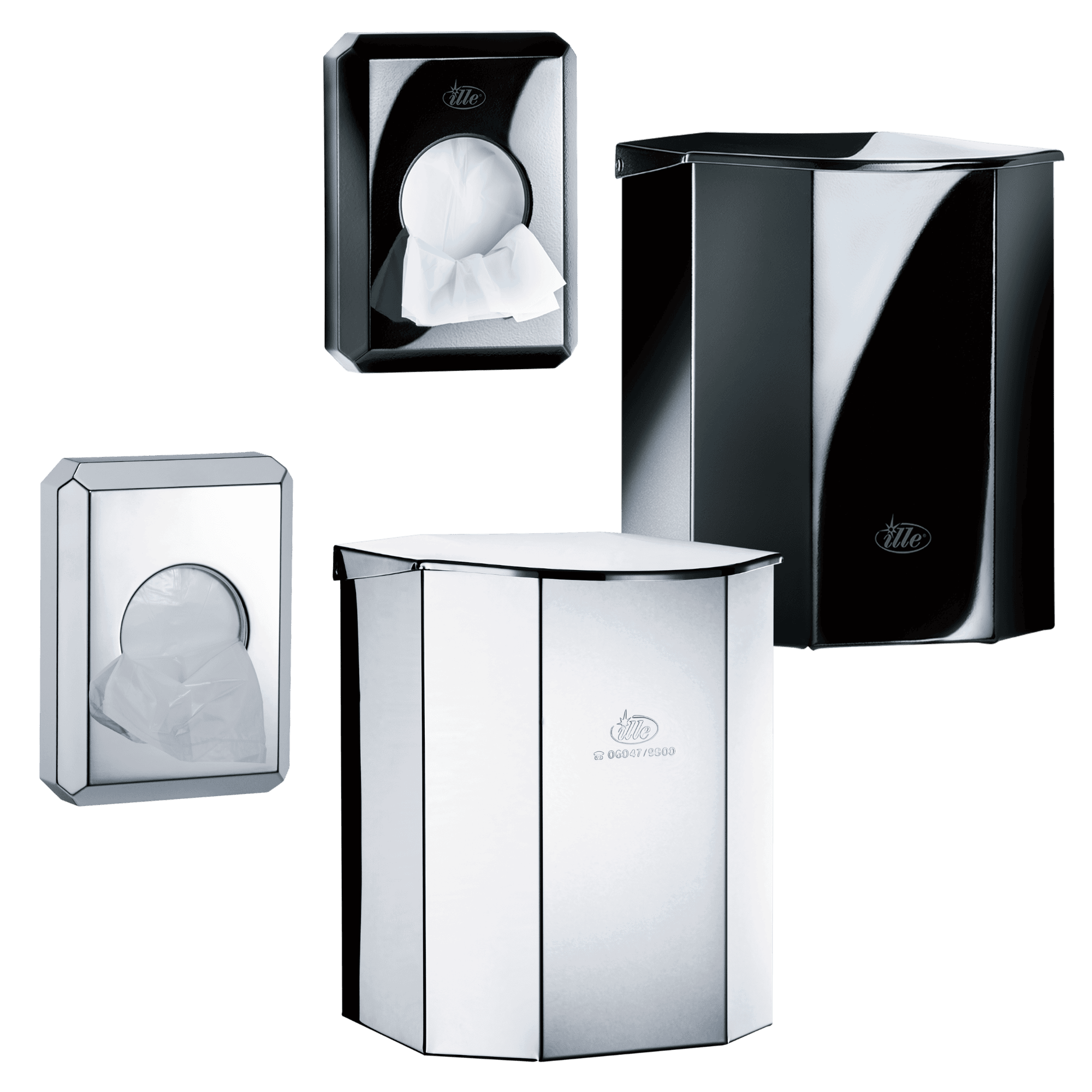 Secret Service dispenser & waste bin in chrome and black