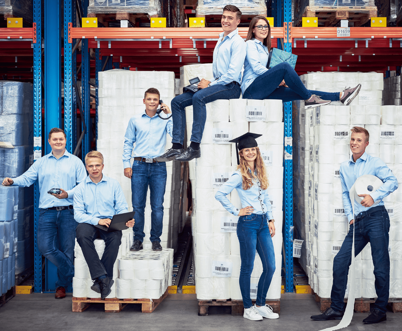Trainees in the warehouse